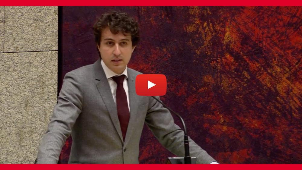 een youtube thumbnail van Jesse Klaver in de Tweede Kamer 