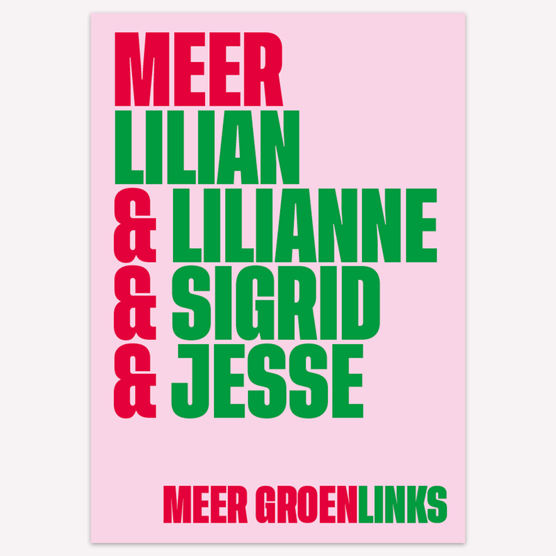 poster op roze achtergrond